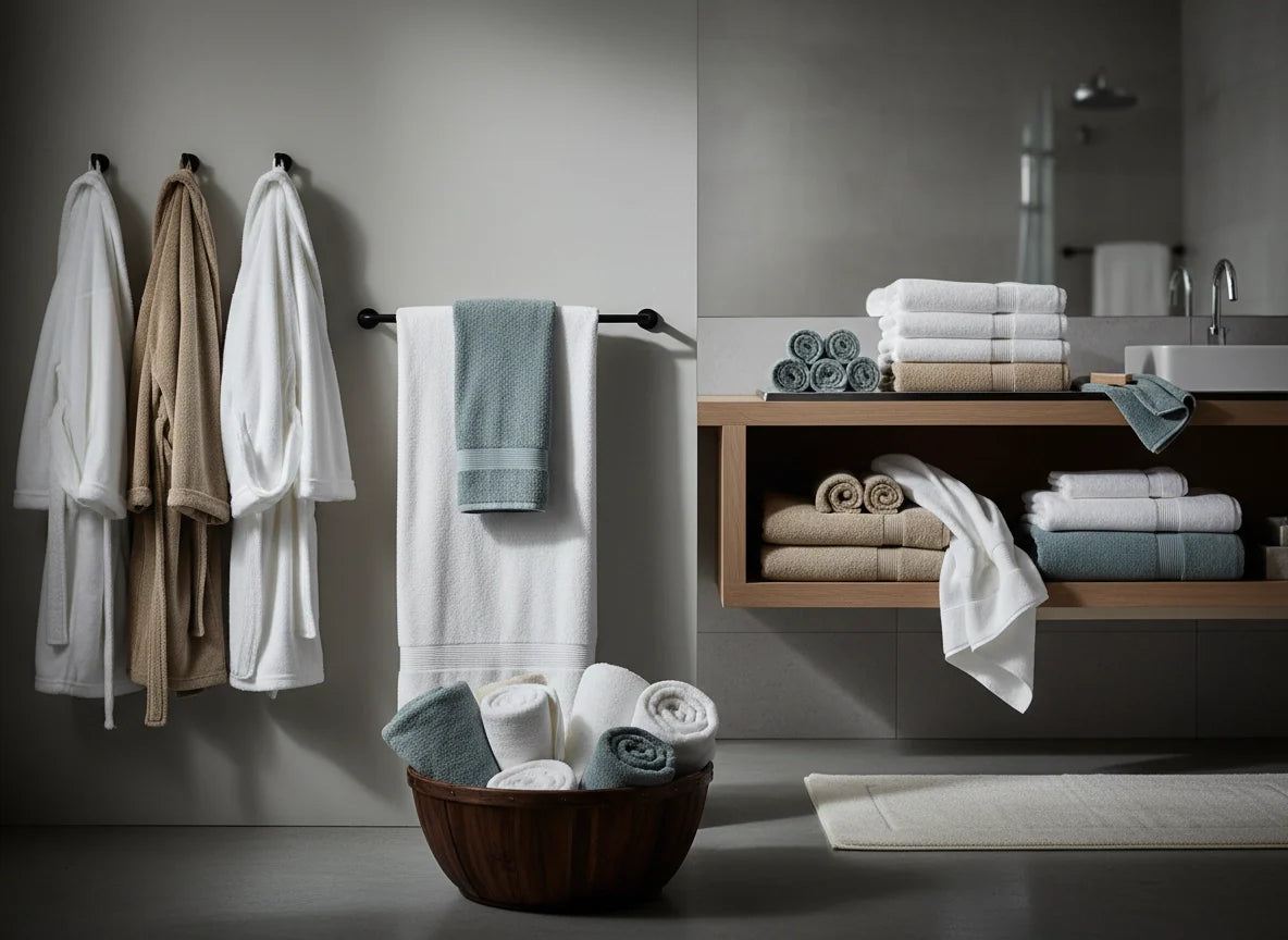 Hotel Towels, Bathrobes and Bath Mat