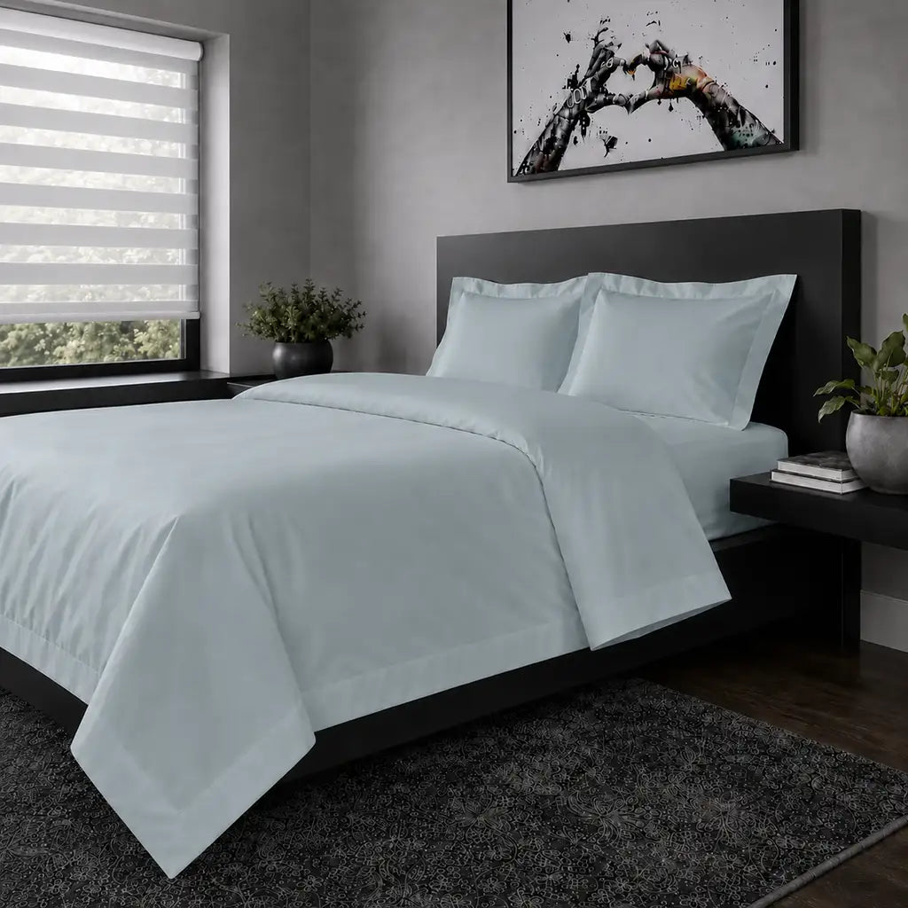 Duck Egg Oxford duvet cover set - No Satin Stitch - hero view - Linen and Co