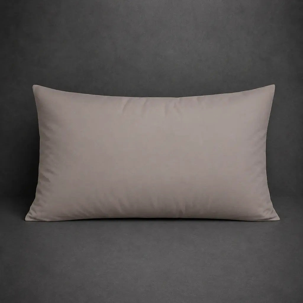 Stone Polycotton Percale 200TC Standard pillowcase with a plain finished edge.