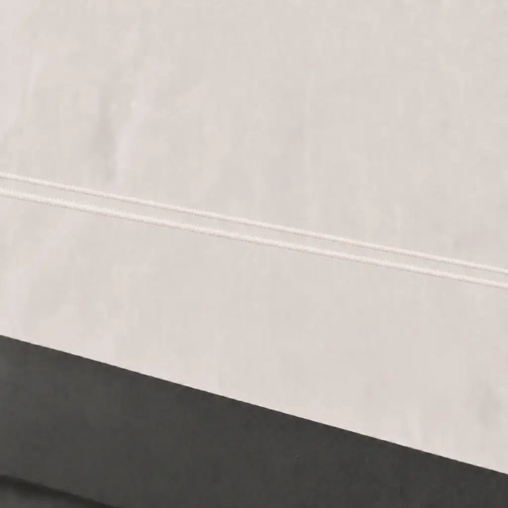 Close-up of cream polycotton percale 200TC Oxford cuff with cream two-row satin stitch - Linen and Co