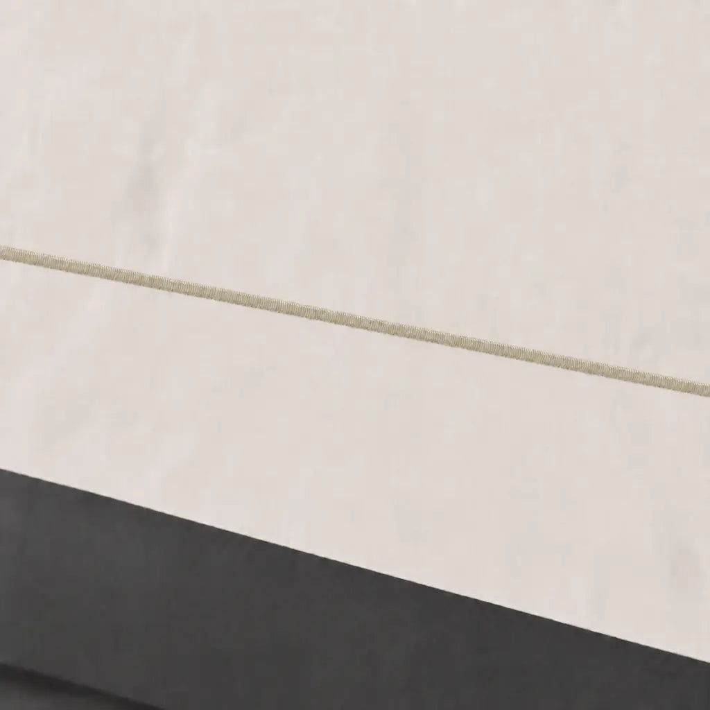 Close-up of cream polycotton percale 200TC Oxford cuff with Stone one-row satin stitch - Linen and Co