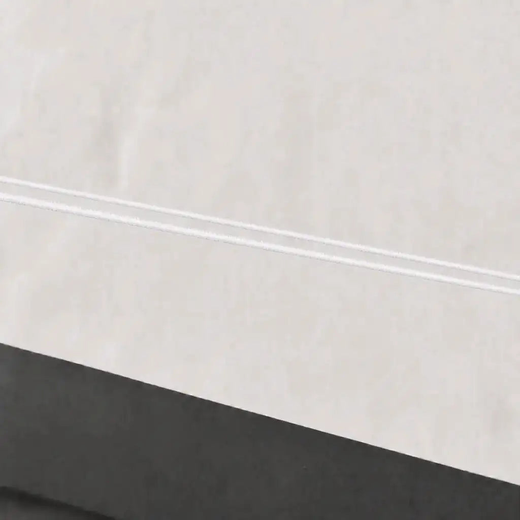 Close-up of cream polycotton percale 200TC Oxford cuff with white two-row satin stitch - Linen and Co