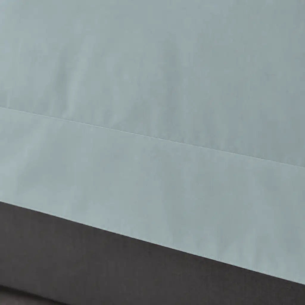 Duck Egg Oxford duvet cover set - No Satin Stitch - close-up border view - Linen and Co