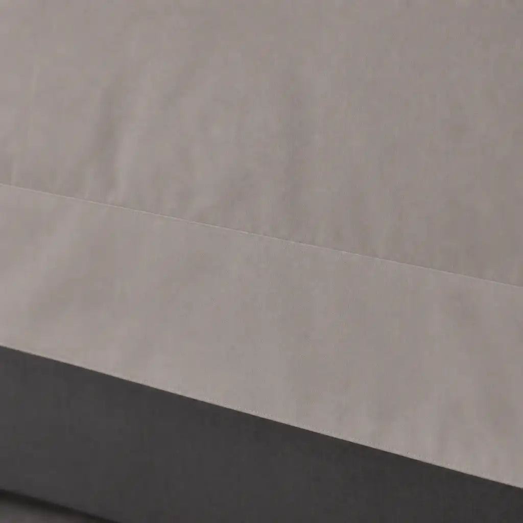 Stone Oxford duvet cover set - No Satin Stitch - close-up border view - Linen and Co