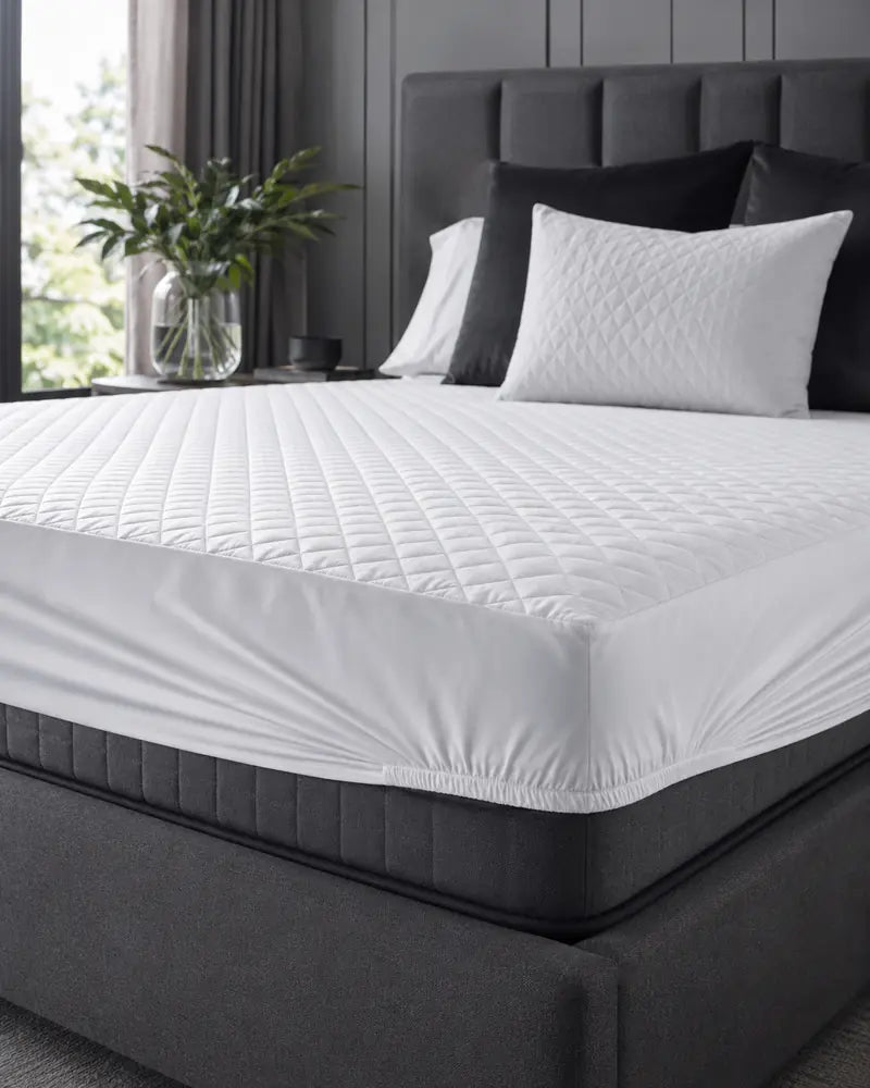 White quilted fitted mattress protector