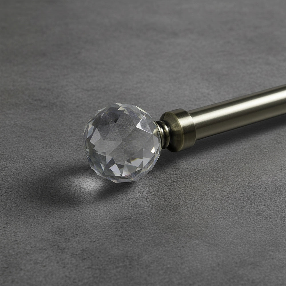 25mm Glass Prism Finial Antique Brass Curtain Rod  - Premium Hospitality Hardware Linen and Co