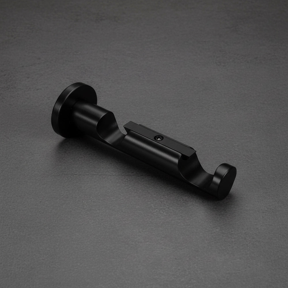 25mm Black Double Barrel Curtain Rod Bracket - Premium Hospitality Hardware Linen and Co