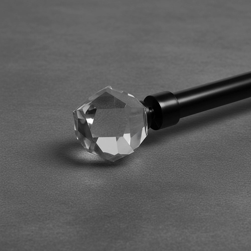 25mm Black Glass Facet Curtain Rod Finial - Premium Hospitality Hardware Linen and Co