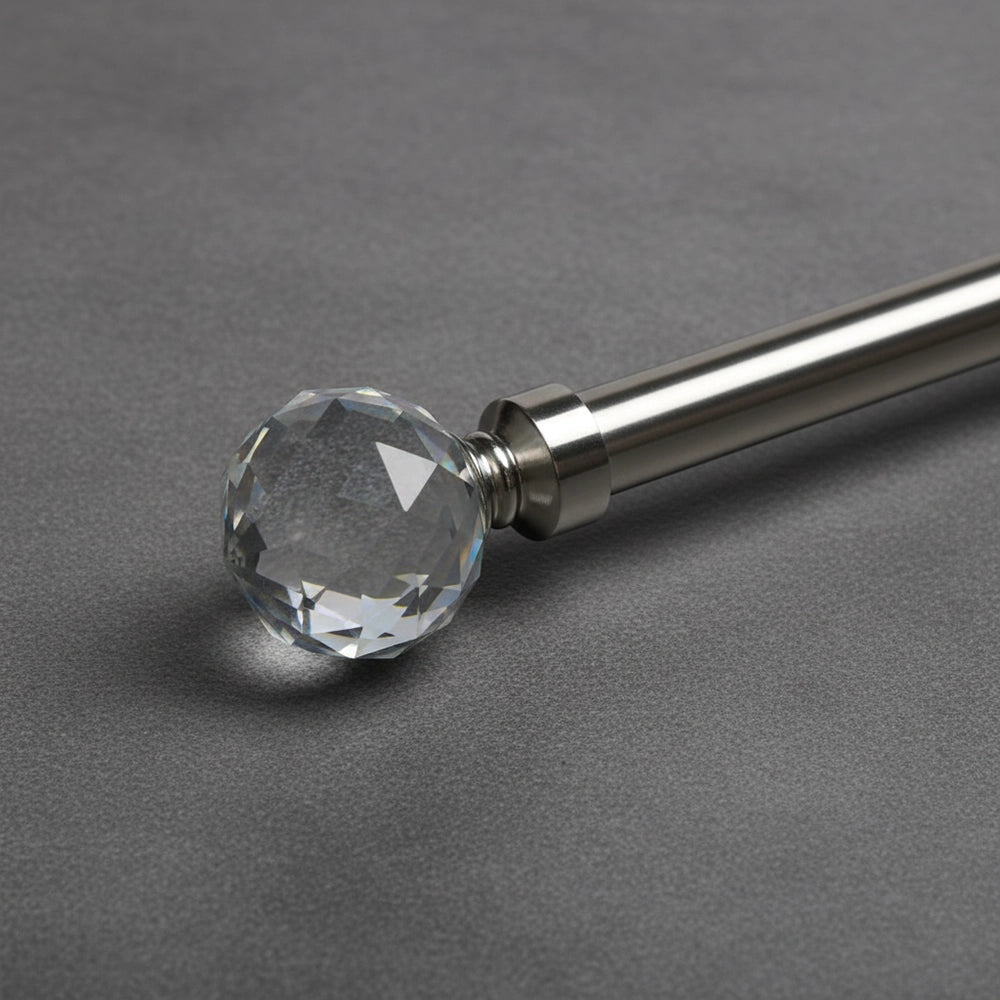 25mm Glass Prism Finial Stainless Steel Curtain Rod  - Premium Hospitality Hardware Linen and Co