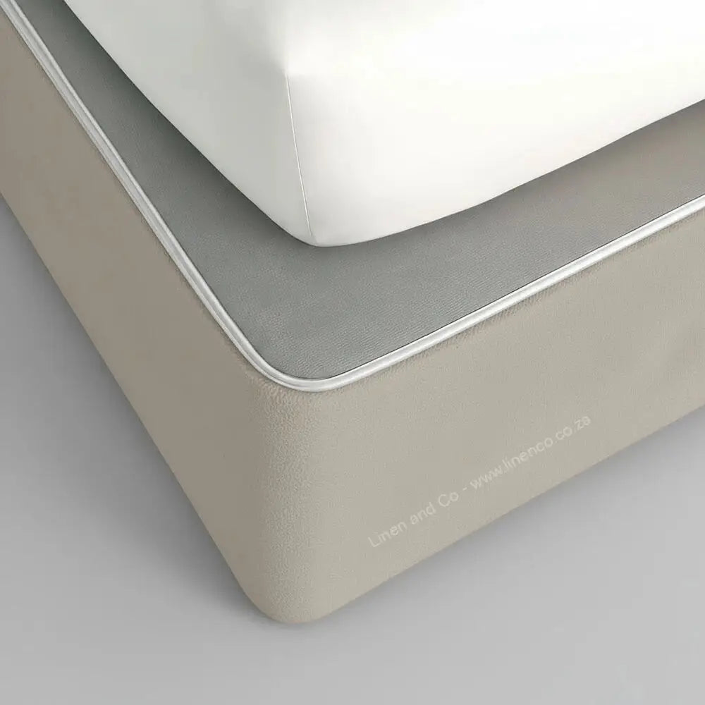 Stone mock suede bed base wrap - Linen & Co premium hospitality bedding