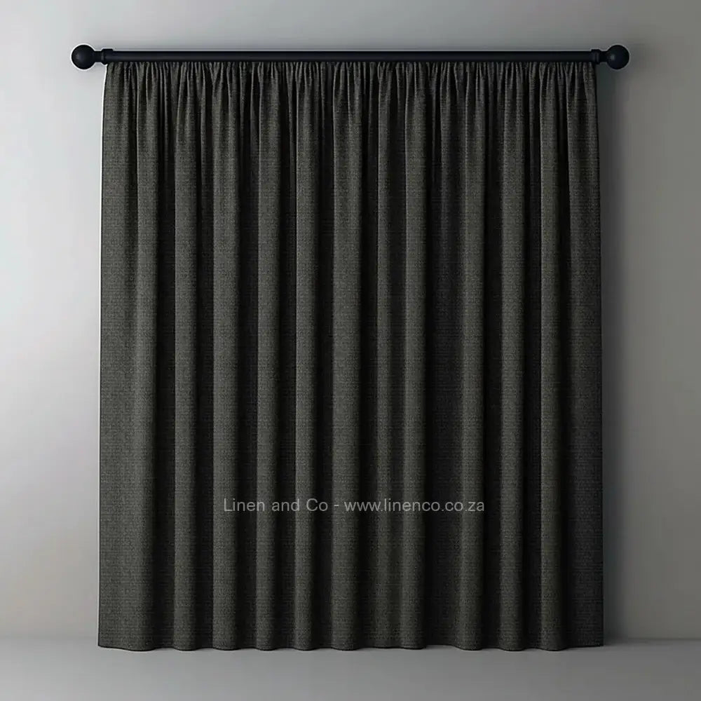 ash greyish stone with tape header self lined blockout curtain with 100% shade reduction, professional hospitality-grade window treatment featuring refined texture and elegant tone for luxury interior design by Linen and Co
