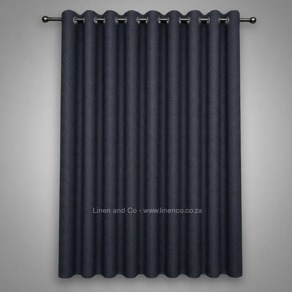 charcoal grey with silver eyelets self lined blockout curtain with 70% shade reduction, professional hospitality-grade window treatment featuring refined texture and elegant tone for luxury interior design by Linen and Co