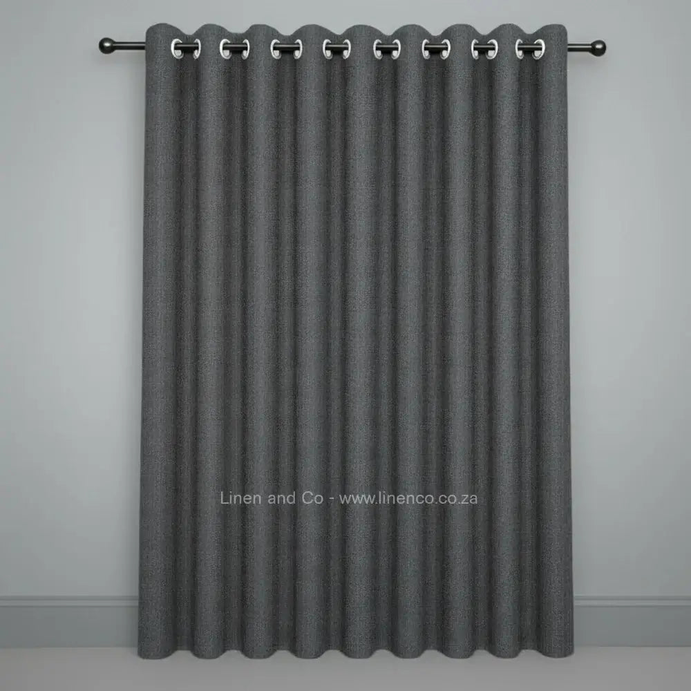 dove grey with silver eyelets self lined blockout curtain with 70% shade reduction, professional hospitality-grade window treatment featuring refined texture and elegant tone for luxury interior design by Linen and Co