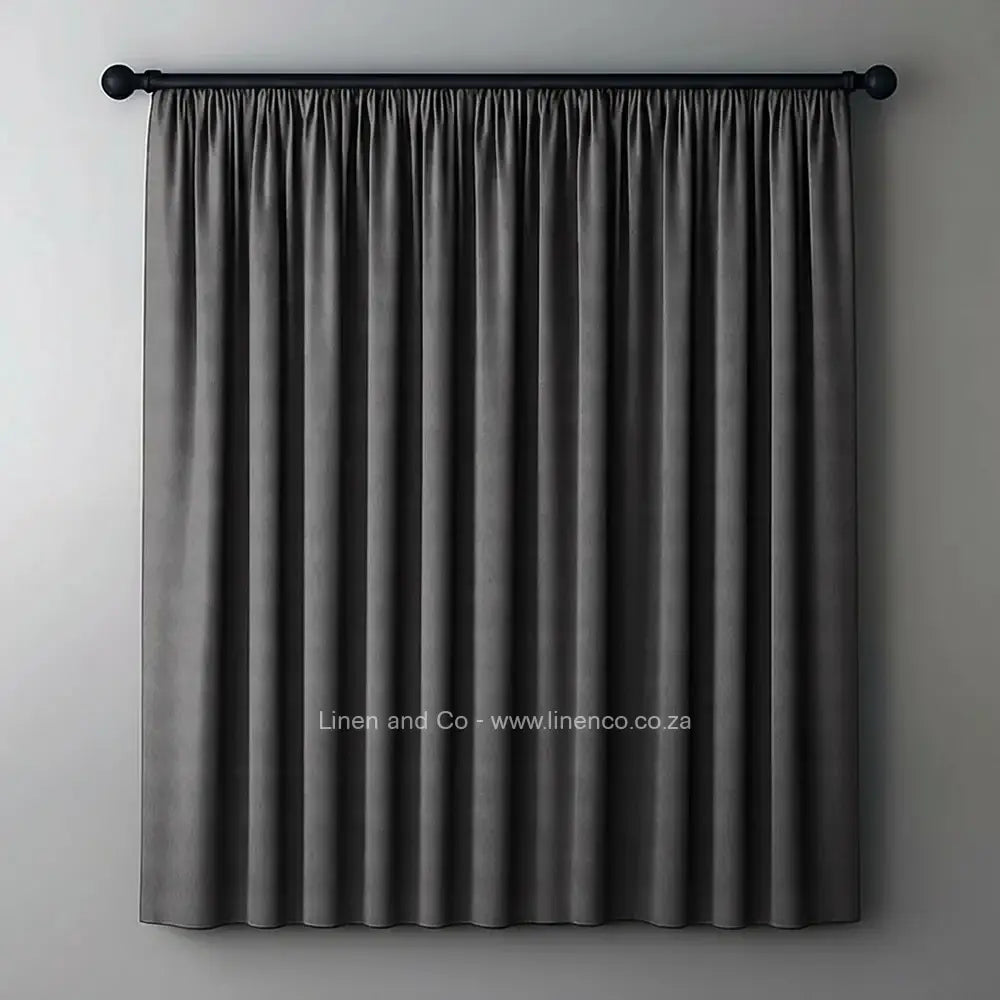 Dove Grey taped woven blockout curtain with 70% shade reduction, professional hospitality-grade window treatment featuring refined texture and elegant tone for luxury interior design by Linen and Co