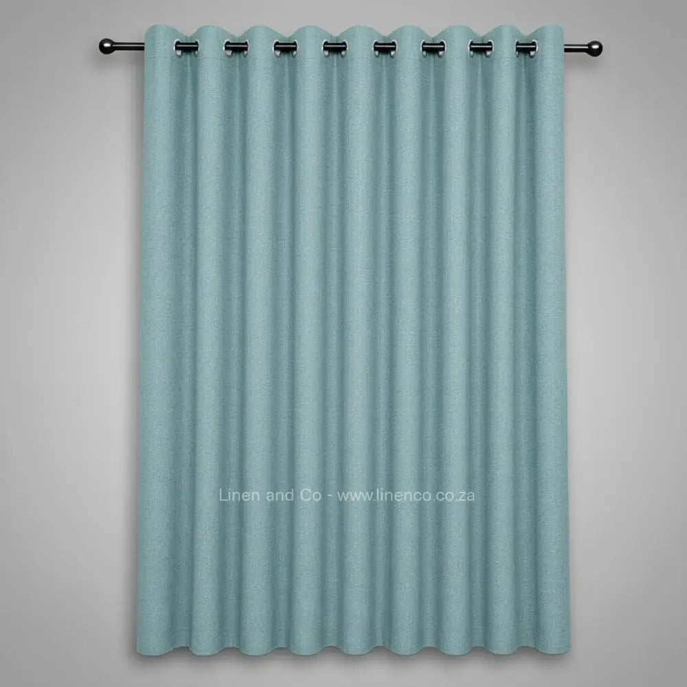 duck egg with silver eyelets self lined blockout curtain with 100% shade reduction, professional hospitality-grade window treatment featuring refined texture and elegant tone for luxury interior design by Linen and Co