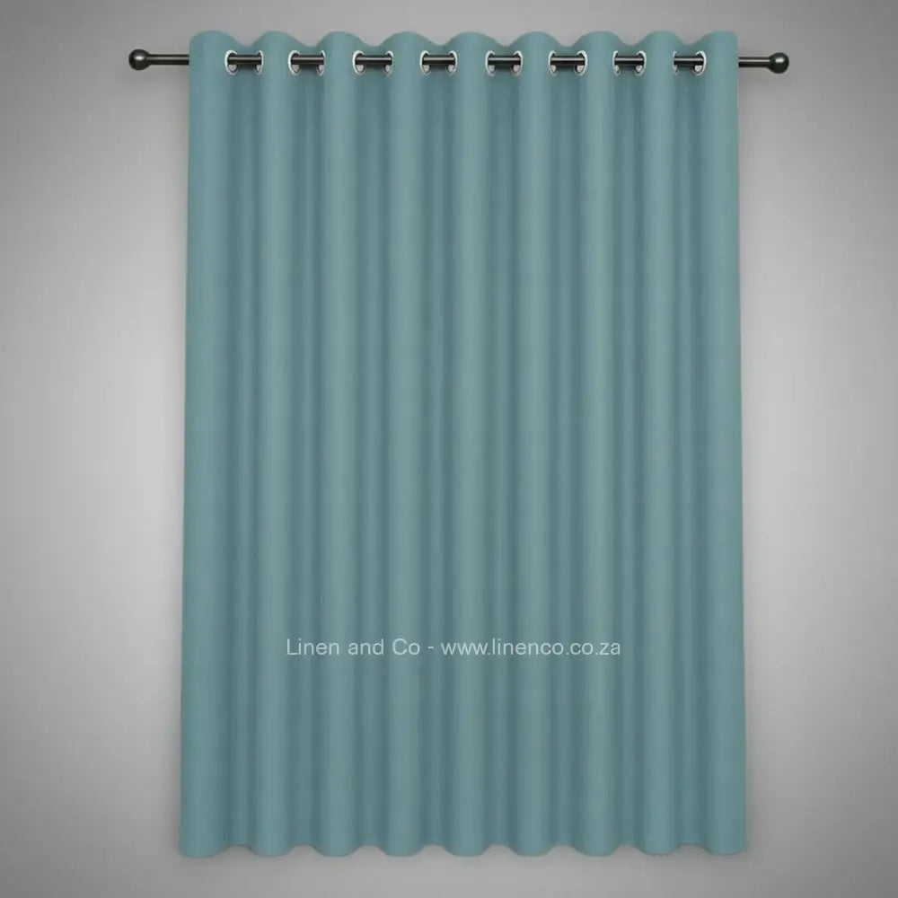 Duck Egg eyelet woven blockout curtain with 70% shade reduction, professional hospitality-grade window treatment featuring refined texture and elegant tone for luxury interior design by Linen and Co