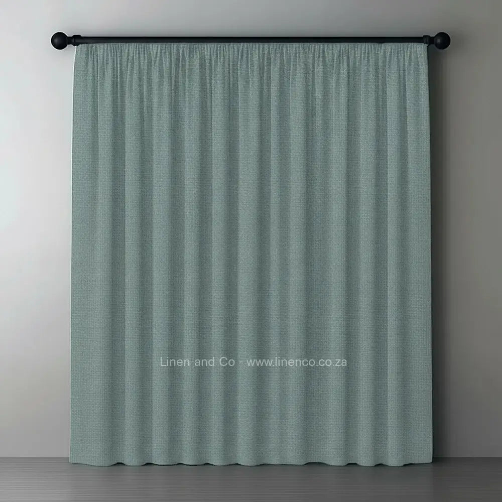 duck egg with tape header self lined blockout curtain with 100% shade reduction, professional hospitality-grade window treatment featuring refined texture and elegant tone for luxury interior design by Linen and Co