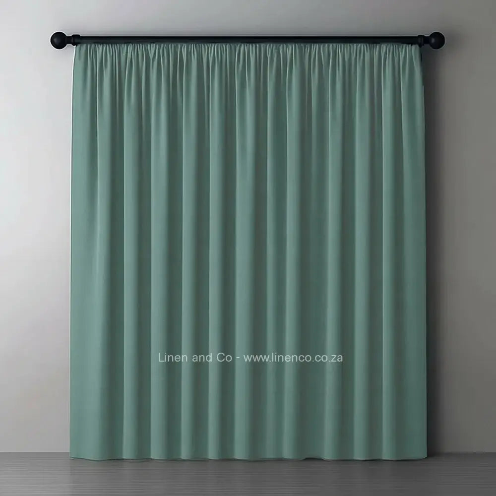 Duck egg  taped woven blockout curtain with 70% shade reduction, professional hospitality-grade window treatment featuring refined texture and elegant tone for luxury interior design by Linen and Co