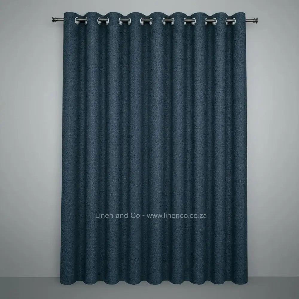 french blue with silver eyelets self lined blockout curtain with 100% shade reduction, professional hospitality-grade window treatment featuring refined texture and elegant tone for luxury interior design by Linen and Co