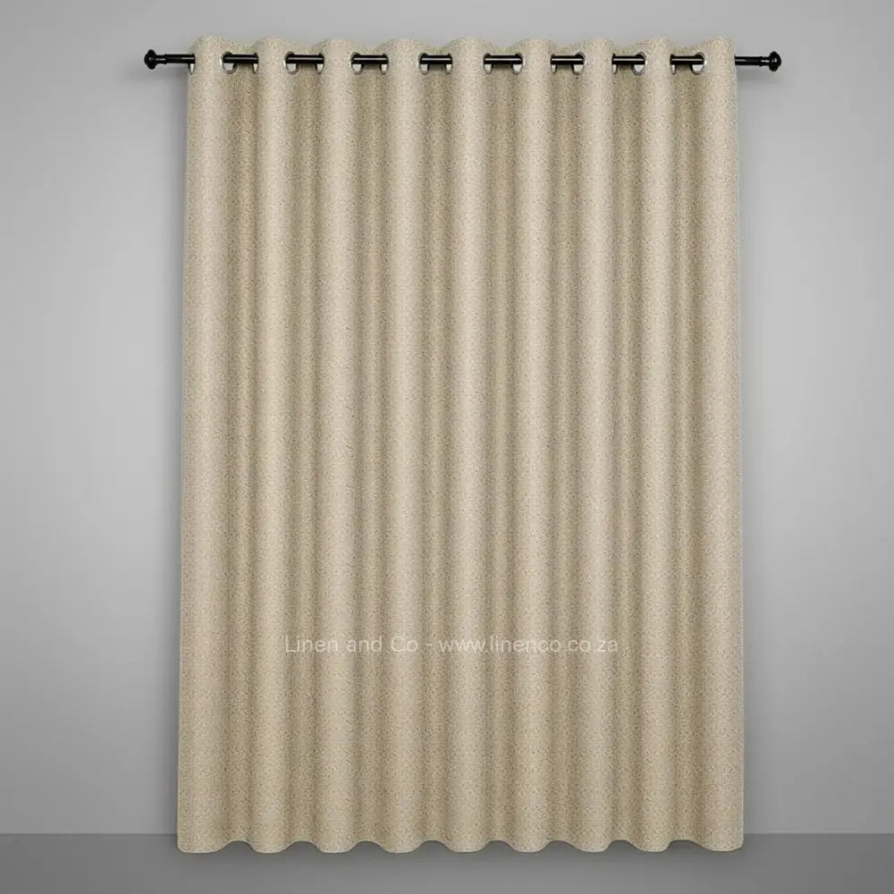 beige with silver eyelets self lined blockout curtain with 70% shade reduction, professional hospitality-grade window treatment featuring refined texture and elegant tone for luxury interior design by Linen and Co