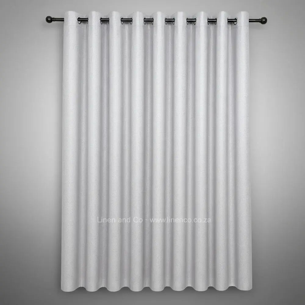 Silver with silver eyelets self lined blockout curtain with 100% shade reduction, professional hospitality-grade window treatment featuring refined texture and elegant tone for luxury interior design by Linen and Co