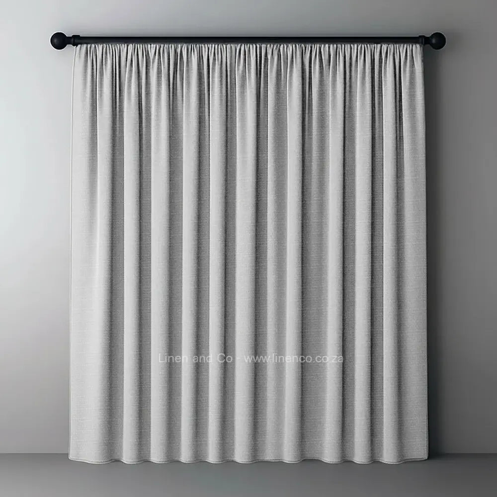 silver grey with tape header self lined blockout curtain with 100% shade reduction, professional hospitality-grade window treatment featuring refined texture and elegant tone for luxury interior design by Linen and Co