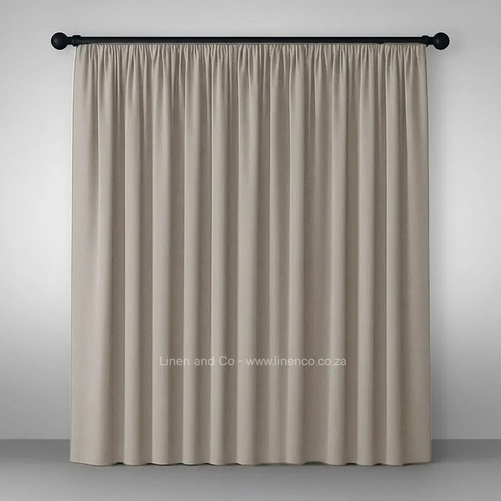 stone with tape header self lined blockout curtain with 100% shade reduction, professional hospitality-grade window treatment featuring refined texture and elegant tone for luxury interior design by Linen and Co