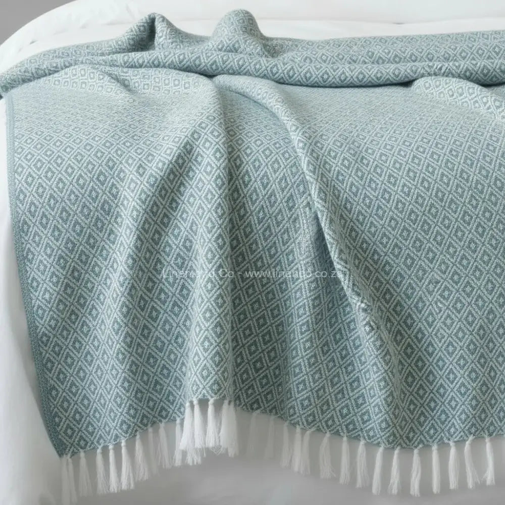 Teal cotton throw, 125x150cm, soft hospitality textile for professional hotel decor by Linen and Co.