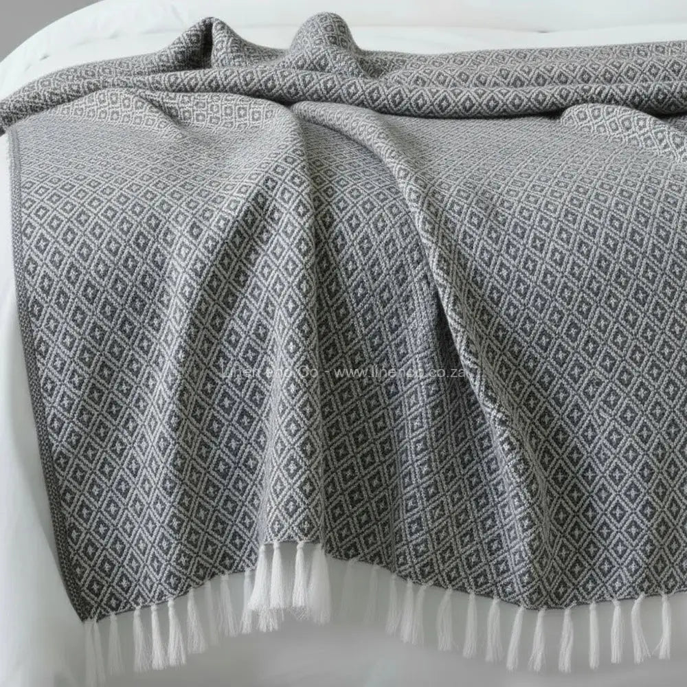Grey cotton throw, 125x150cm, soft hospitality textile for professional hotel decor by Linen and Co.