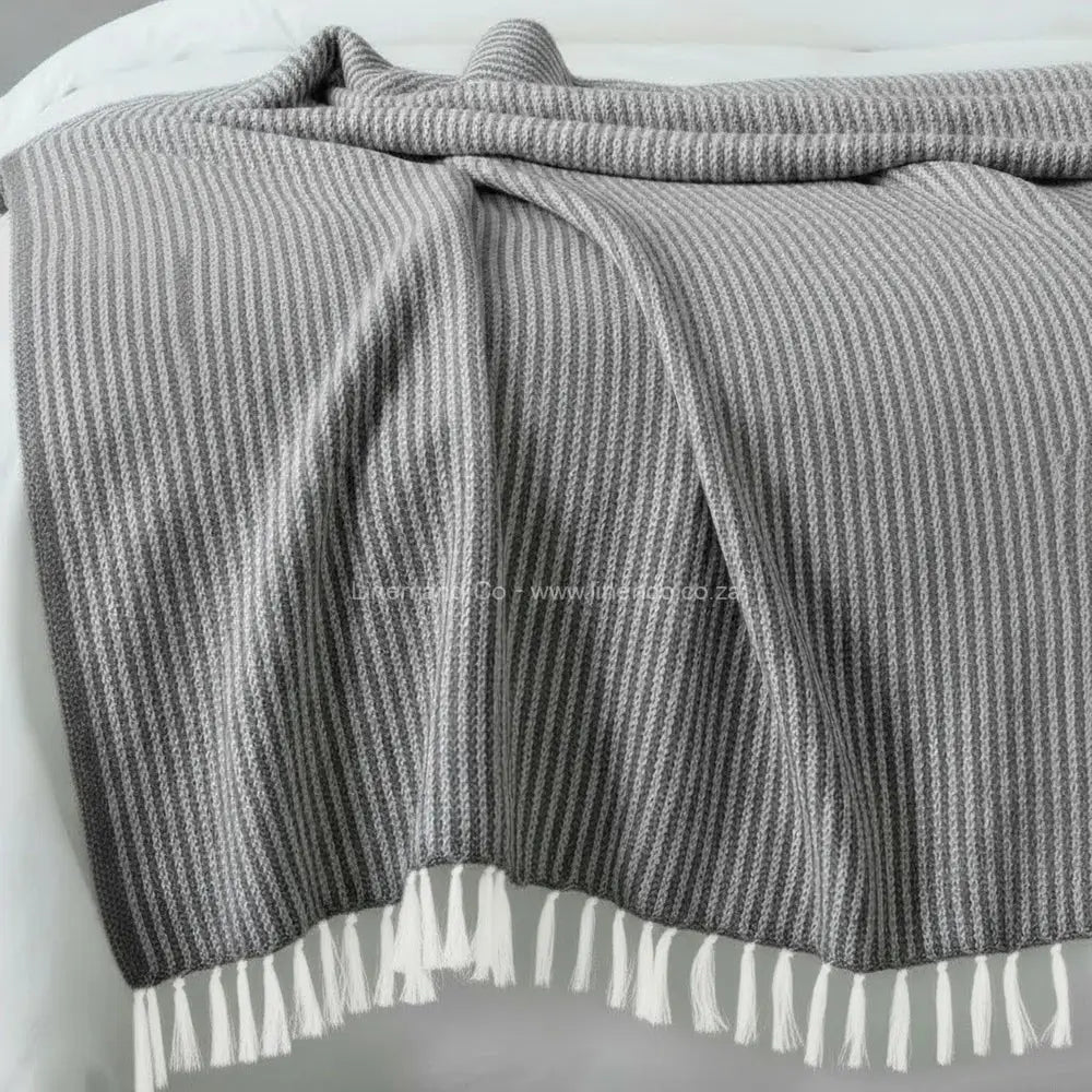 Grey cotton throw, 125x150cm, soft hospitality textile for professional hotel decor by Linen and Co.