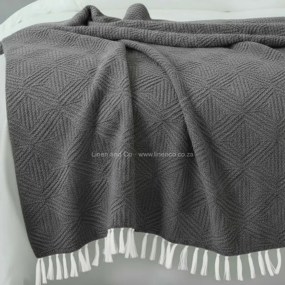 Grey cotton throw, 125x150cm, soft hospitality textile for professional hotel decor by Linen and Co.