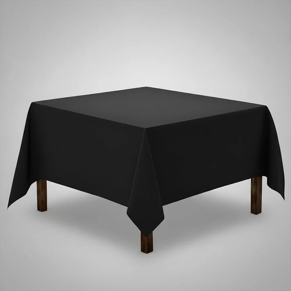 Black table Cloth on a square table with a light background