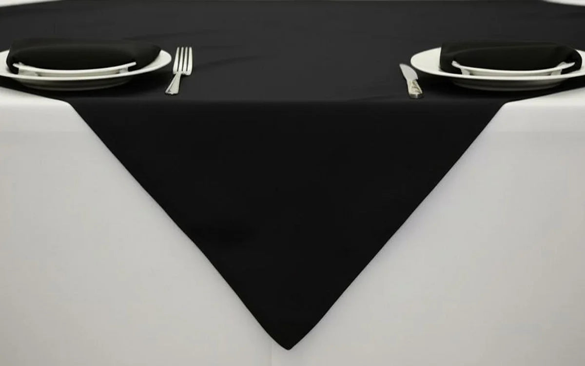 Black Table Cloth Overlay with napkins
