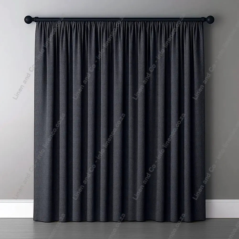 Charcoal Curtain with normal curtain tape curtain with a dark rod