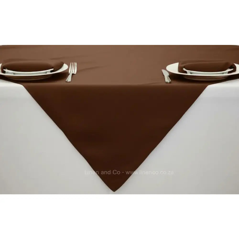 Chocolate Brown Table Cloth Overlay with napkins