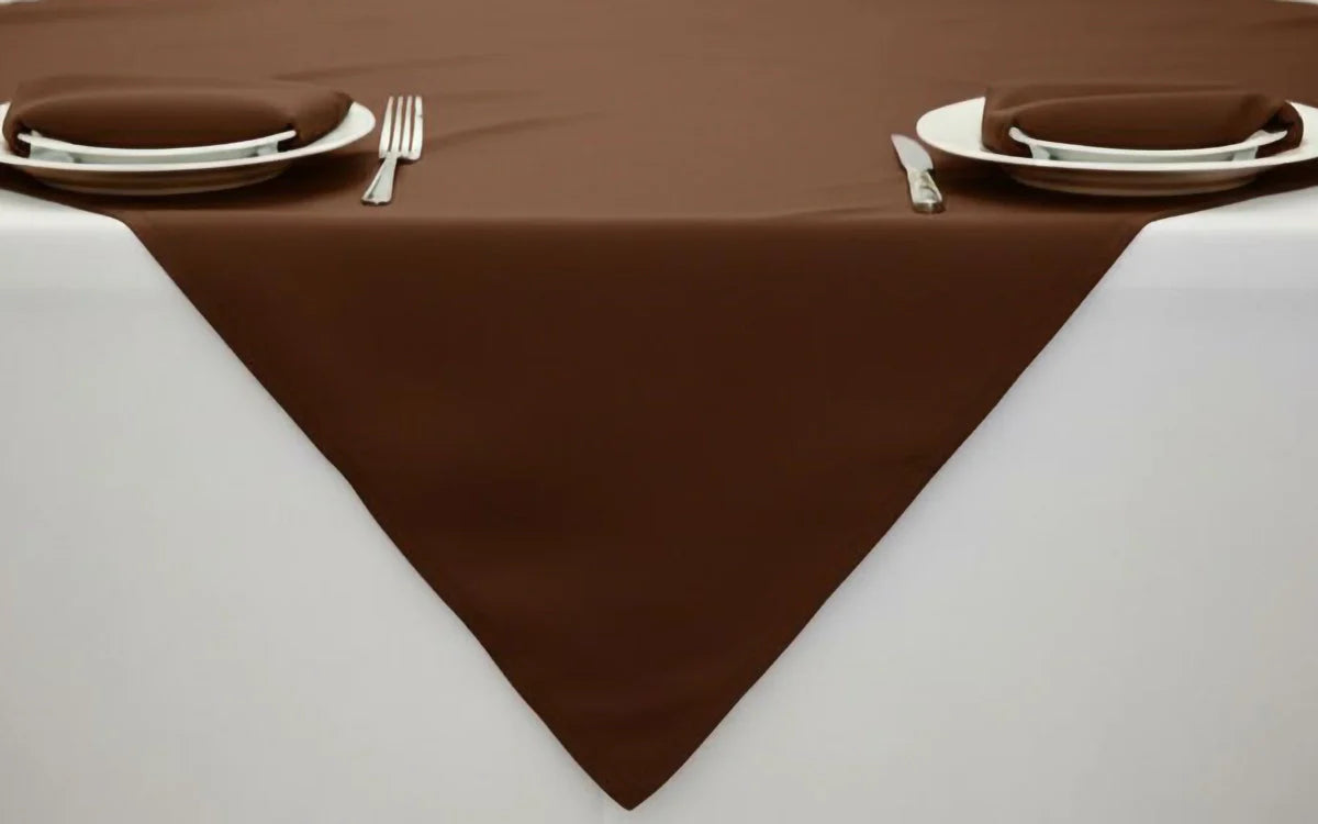 Chocolate Brown Table Cloth Overlay with napkins