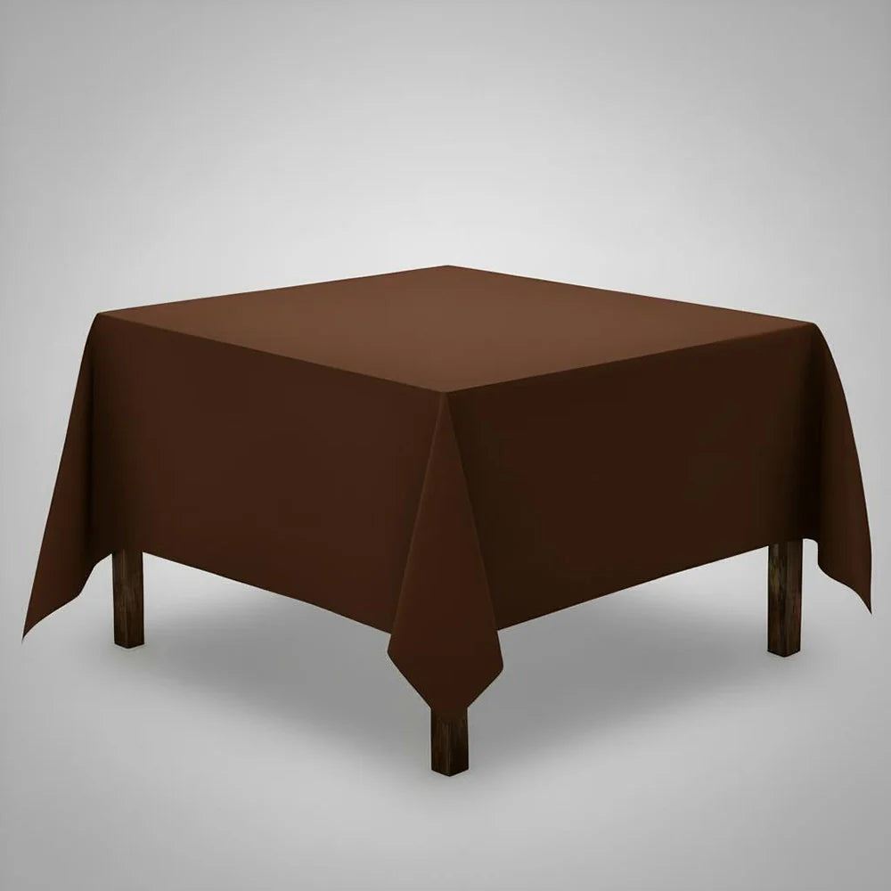Chocolate Brown table Cloth on a square table with a light background