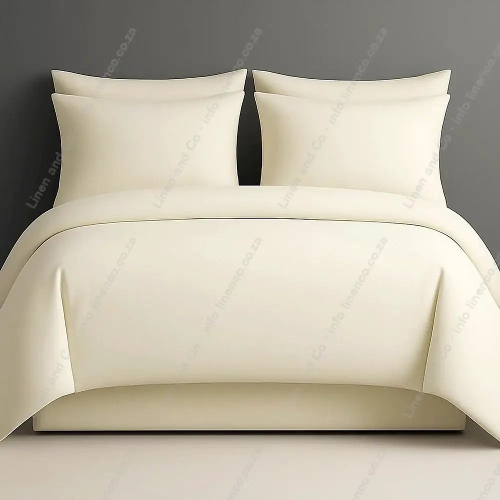 Cream Plain Duvet Cover Set on a Grey background
