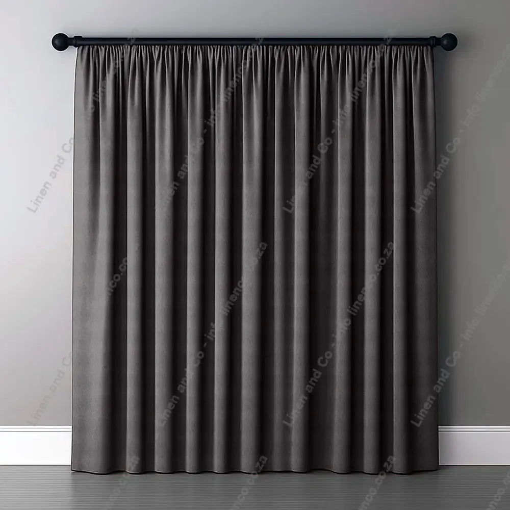 Dove Woven Blockout Curtain with normal curtain tape curtain with a dark rod
