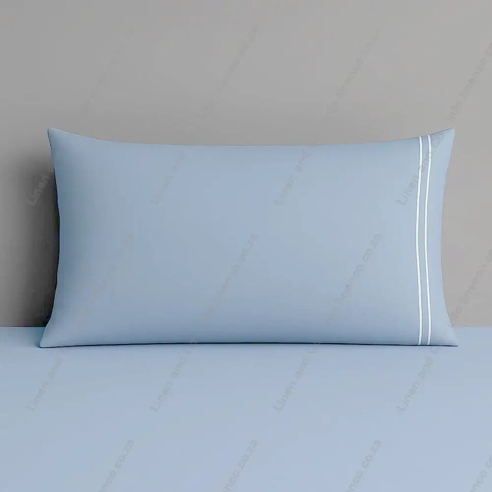 Duck Egg Pillow Case Plain 2 Row Satin Stitch on a grey background
