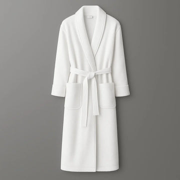 Linen and Co Grey Luxury Plush Bath Robe on a grey background