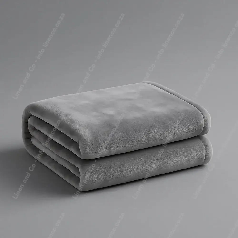 Linen and Co Grey Luxury Plush 
Blanket on a Grey Background.