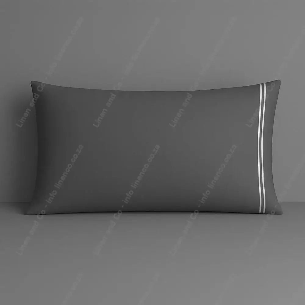 Grey Pillow Case Plain 2 Row Satin Stitch on a grey background