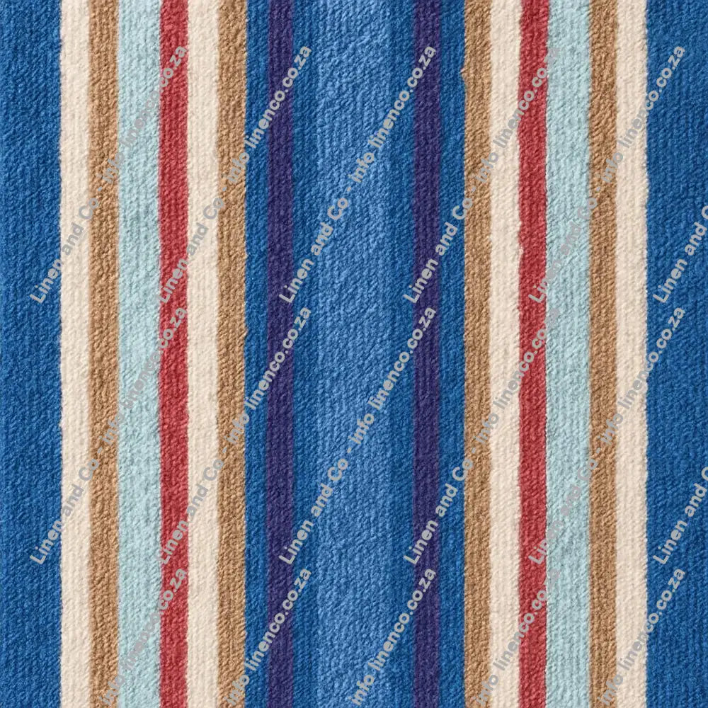Linen and Co Imperial Blue Velour Beach Towel Striped