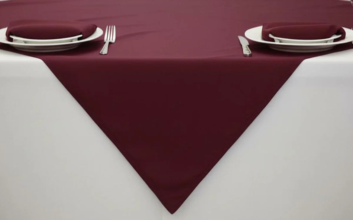 Maroon Table Cloth Overlay with napkins