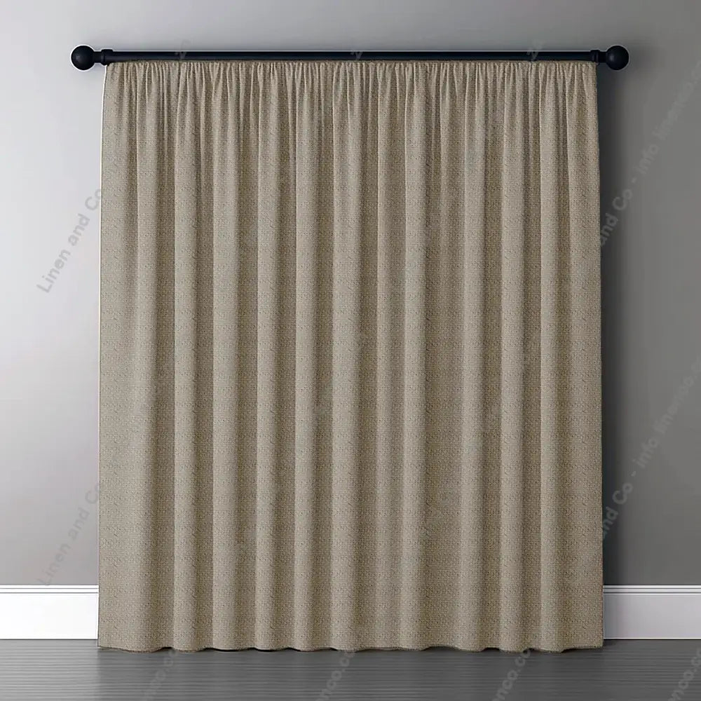 Natural Curtain with normal curtain tape curtain with a dark rod