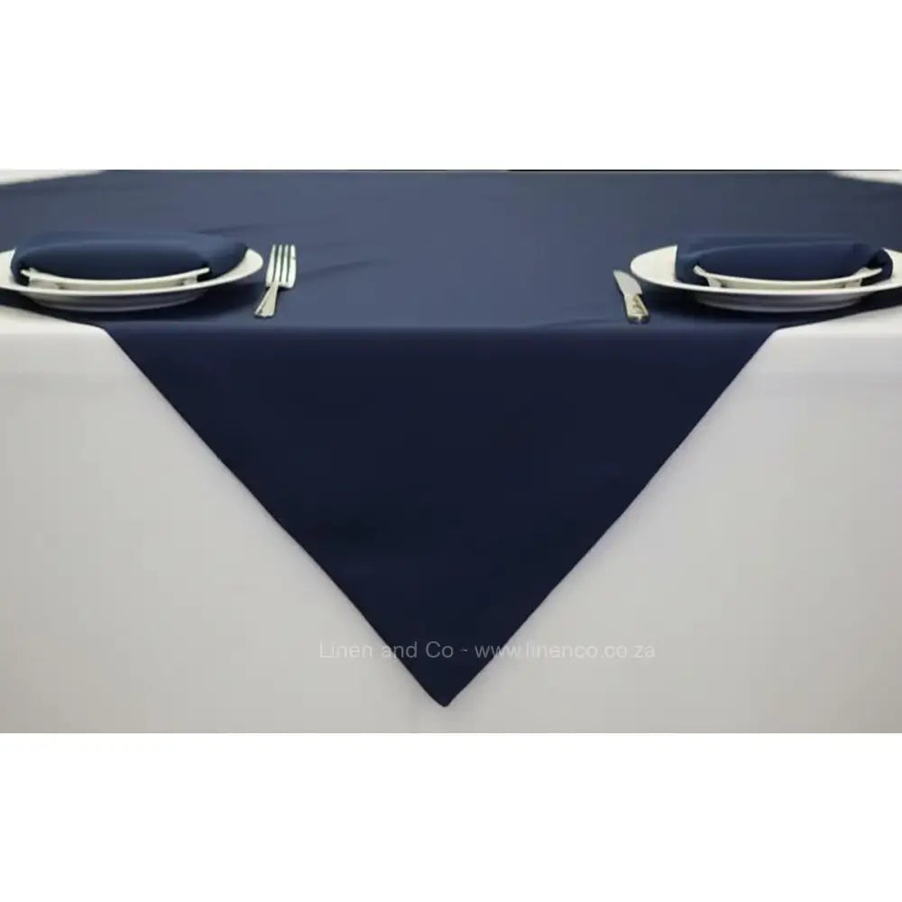 Navy Table Cloth Overlay with napkins