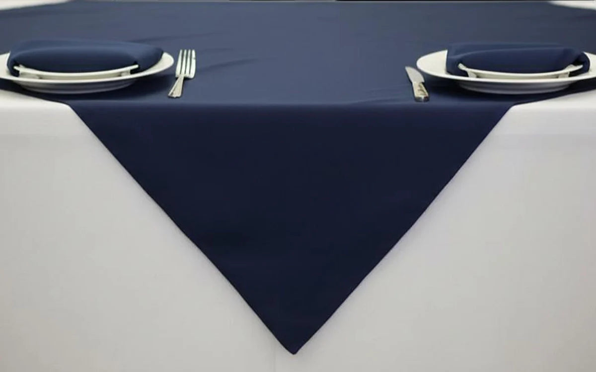 Navy Table Cloth Overlay with napkins
