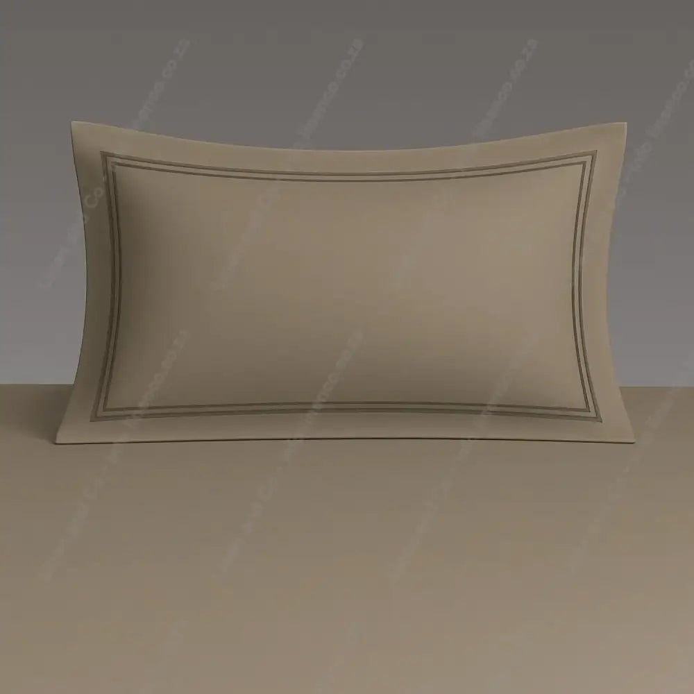 Stone Pillow Case Oxford with Two Row Satin Stitch on a grey background