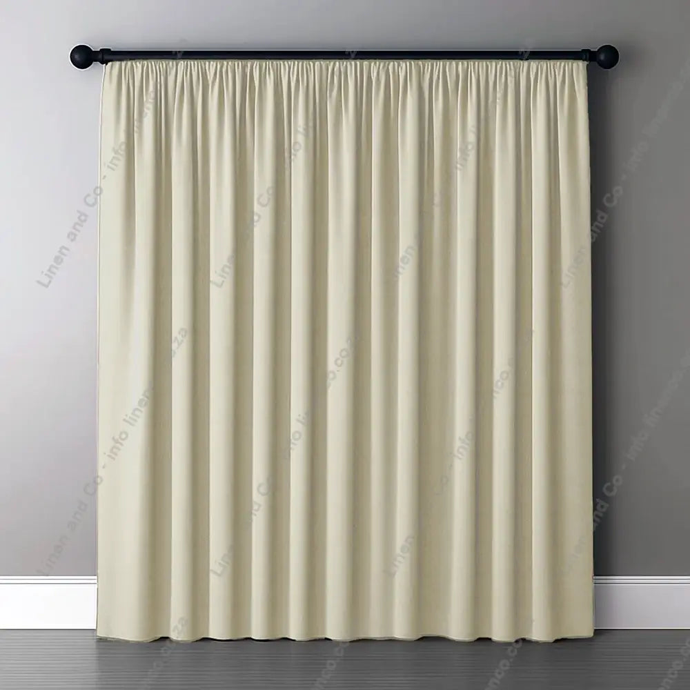 Oyster Woven Blockout Curtain with normal curtain tape curtain with a dark rod